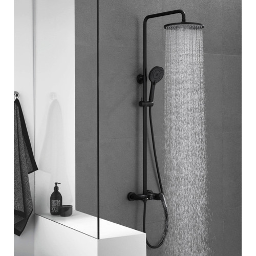 Durable bath shower mixer column hot and cold water bathtub faucet black shower