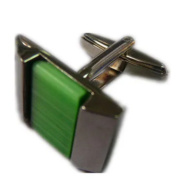 Personalized Metal Cuff Links W/green Diamond, Cufflinks And Tie Clips For Souvenirs