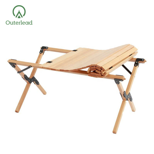 camping table chair set Natural Color Beech Wood Tables Outdoor Portable Tables Factory