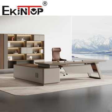 Modern High-End Luxury Boss Office Furniture: L-Shaped Executive Manager with Side Cabinet