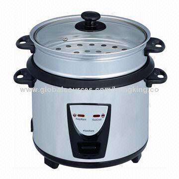 Electric rice cooker with 1.5L capacity and steamer, egg boiler, slow cooker function