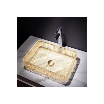 Yeson Unique Design Tempered Glass Hand Wash Basin for Bathroom