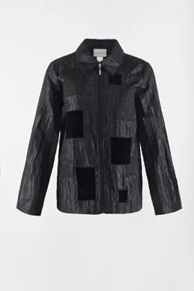 Black woven applique jacket