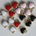 Enamel Heart Pendants Zinc Alloy Metallic Charms DIY Craft Handmade Jewelry Necklace Ornament