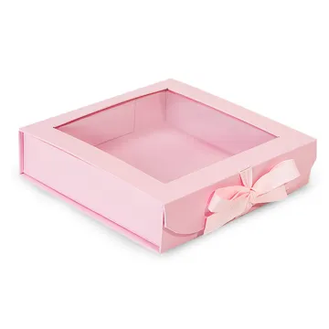 Custom Pistachio Folding box with window and Ribbon