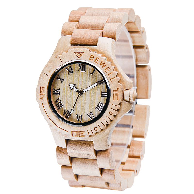 Reloj de muñeca de cuarzo de madera de naturaleza completa de la naturaleza personalizada