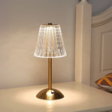 Classic Crystal Table Lamps: Dimmable Home Decor, Luxury LED, Gold, Rechargeable, Cordless for Restaurant Bar
