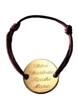 Simple leather bracelet with gold medal