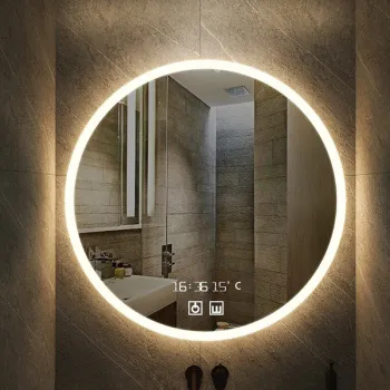 50CM/60/70/80CM Round Smart Makeup Bathroom Mirror 3 Color Adjustable LED LIght Multi-Function With Demist Bluetooth Brightness