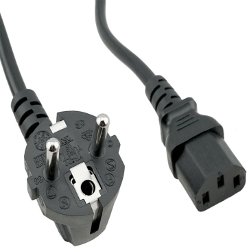 VDE Standard 3 Prong 2 Pin AC Power Cord - EU Power Plug IEC C13 Cable for Computers