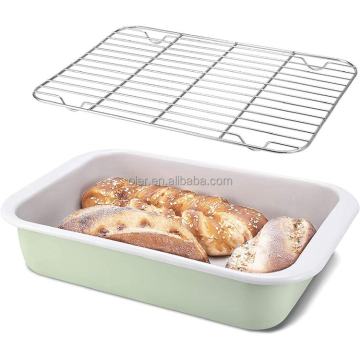 Set di piatti per torta a smalto personalizzato - Torna tradizionale per pane per torta bianca Bakeware antiaderente