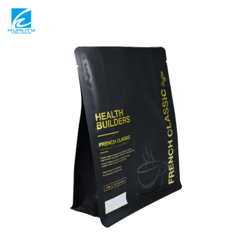 High-Quality 340g Grey Hot Stamping Foil Coffee Powder Bags with Flat Bottom and Lamination