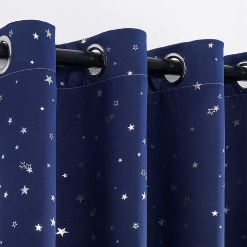Round Belt Pulleys Star Foil Printed Bedroom Blackout Curtain Factory
