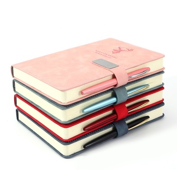 Notebook de color rosa a5 de color rosa personalizado con cubierta de cuero negro