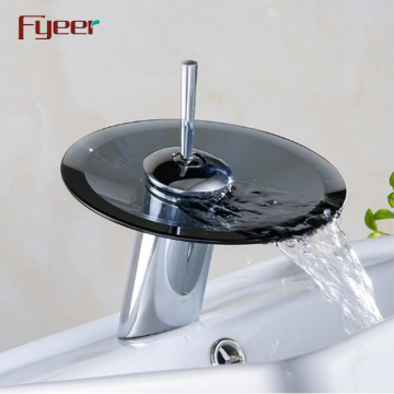 Fyeer Single Lever Round Black Glass Basin Mixer