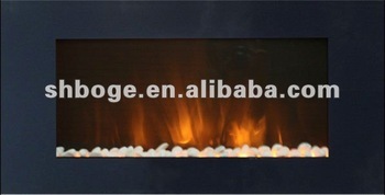 Freestanding electric fireplace with cobblestone