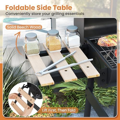 เตาย่างถ่านความจุขนาดใหญ่แบบพกพาพร้อมเทอร์โมมิเตอร์