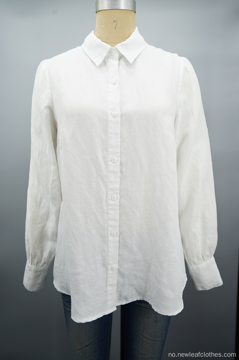 Solide hvite damer langermet skjorte