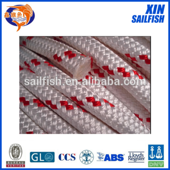 double braided yacht ropes white color with red mark line