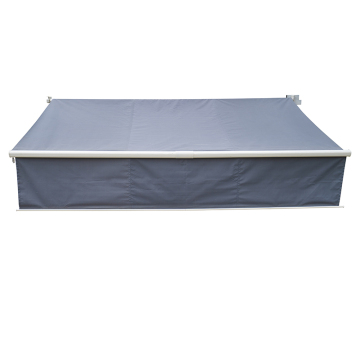 Outdoor retractable folding arm awning