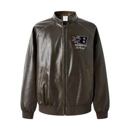 men's embroidered leather jacket