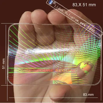 2017 Custom made PET waterproof transparent hologram sticker for id cards