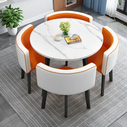 Nordic Simple Modern Rock Slab Round Dining Table Set