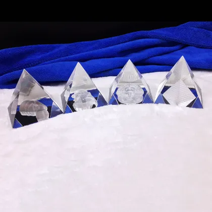 Mysterious Glass Sphinx Pyramid Crystal Engraving