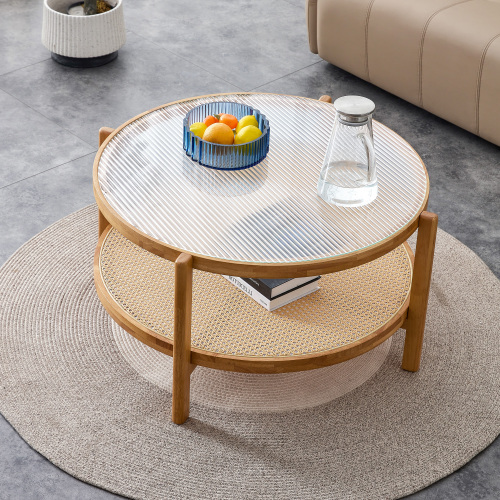 Elegant Double Round Coffee Table with Storage