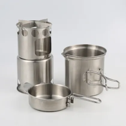 Exceptional Quality Huile De Cuisson Camping Equipment: Charcoal Spit & Wood Burning Stove Set