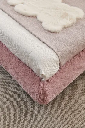 Pink Large Rabbit Hair Flocking Contemporary Beds