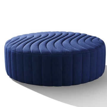 Modern Velvet Upholstered Round Fabric Pouf Ottoman