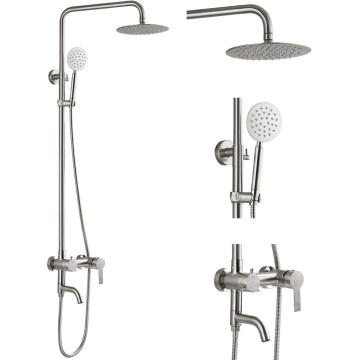 SUS 304 Rain Shower System with 3 Functions and 8-inch Rain Shower Head - Brushed Nickel