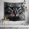 Schwarze Katze Tapisserie Katze mit blauen Augen Wandbehang Tier einzigartige Wandteppich für Wohnzimmer Schlafzimmer Home Wohnheim Dekor