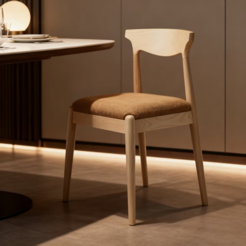 Leather Upholstered Comfortable Solid Wood Dining Chairs