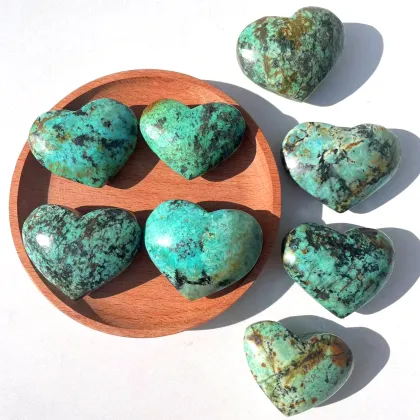 African Turquoise Heart Carving Wholesale Natural Crystals Healing Stones