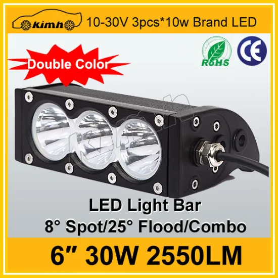 good feedback Amber and white lens spot led bar single row 30w