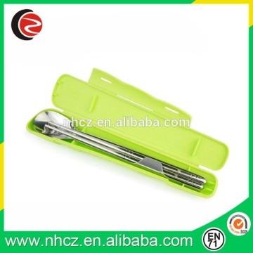 Travelling camping 304 stainless steel chopsticks spoon with plastic box