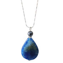 Natural Gemstone Agate Necklace with Silver Chain