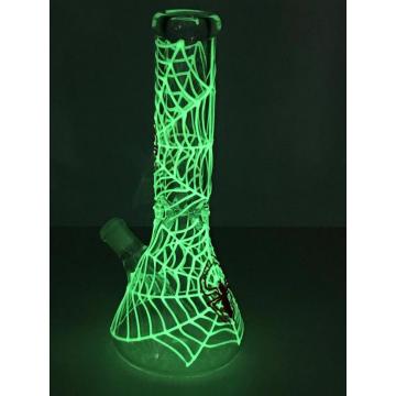 Glass Beaker Bongs with Luminous Spider Web