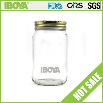 16 Oz Mason Glass Jar with Gold Lid (ECO-M16)