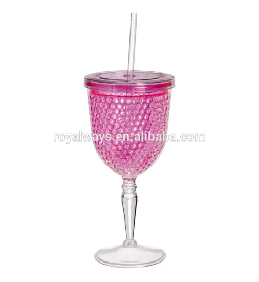 2016 Newly food safe pink colored freezble gel wine glass for party