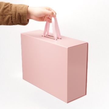 Custom Clothing Paper Box with Ribbon Handle - White, Black, and Pink | Vanishing Matt and Glossy Lamination