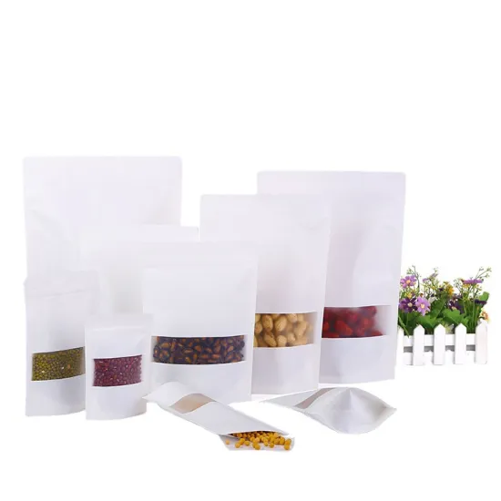 Kraft Paper Zipper Stand up Bags With Window
