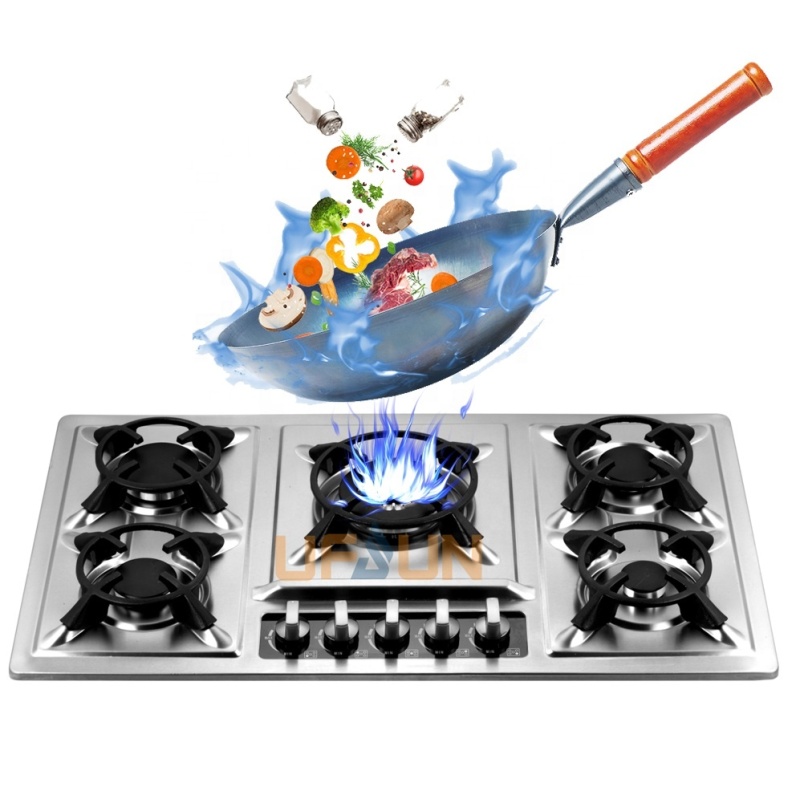 5 Burners with Safety Device Knob Control Restaurant Gas Stove