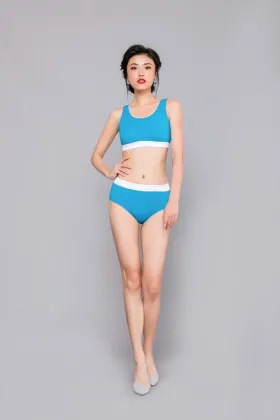 Solid Swimwear Bikini Suit Top and Bottom