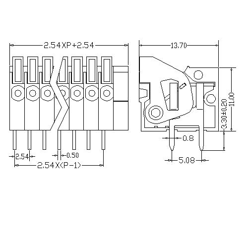 AT123R-2.54XXX-A PCB Spring Terminal Block Pitch2.54 