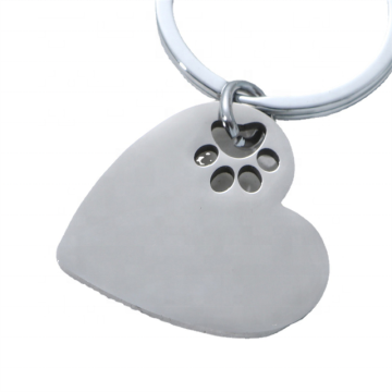 Custom Yiwu Aceon Stainless Steel Paw Heart Key Ring Pet Anniversary Gift
