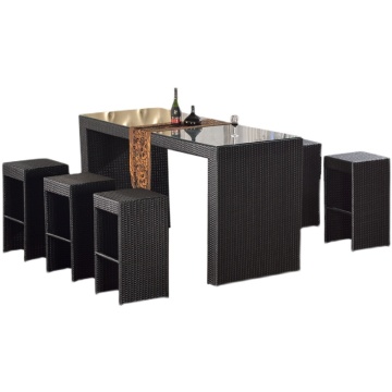 Woven Rattan Outdoor Bar Furniture Set