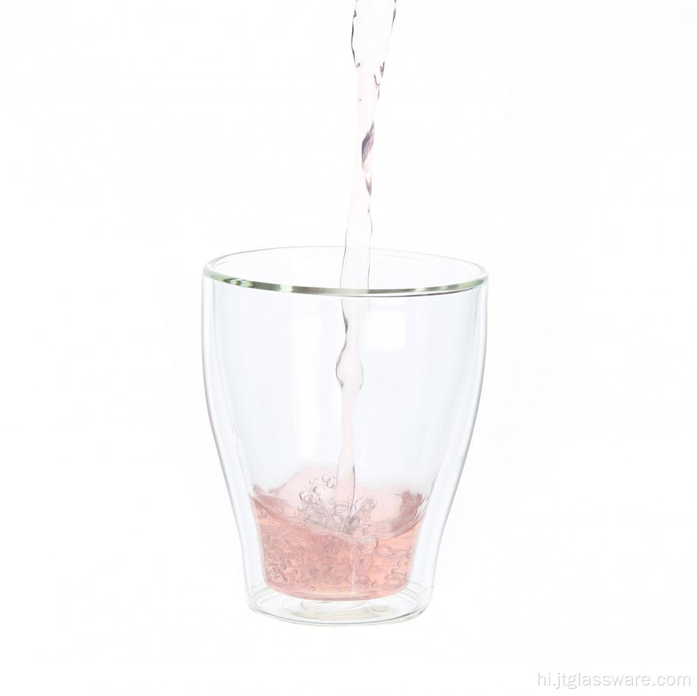 कॉफी के लिए 250 मिलीलीटर हस्तनिर्मित डबल वॉल ग्लास कप